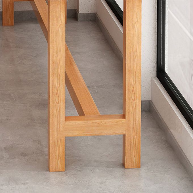 Modern Beige Wood Bar Dining Table Rectangle Indoor Bistro Table with Footrest