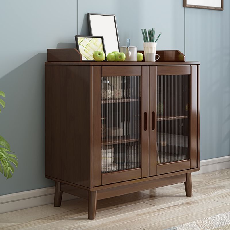 Solid Wood Buffet Table Modern Side Board with Cabinets and Drawers