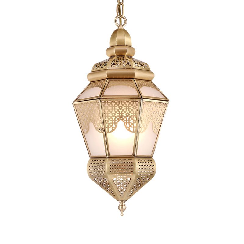 Brass 2 Lights Hanging Ceiling Light Arab Style Metal Lantern Chandelier Lighting for Coffee Shop