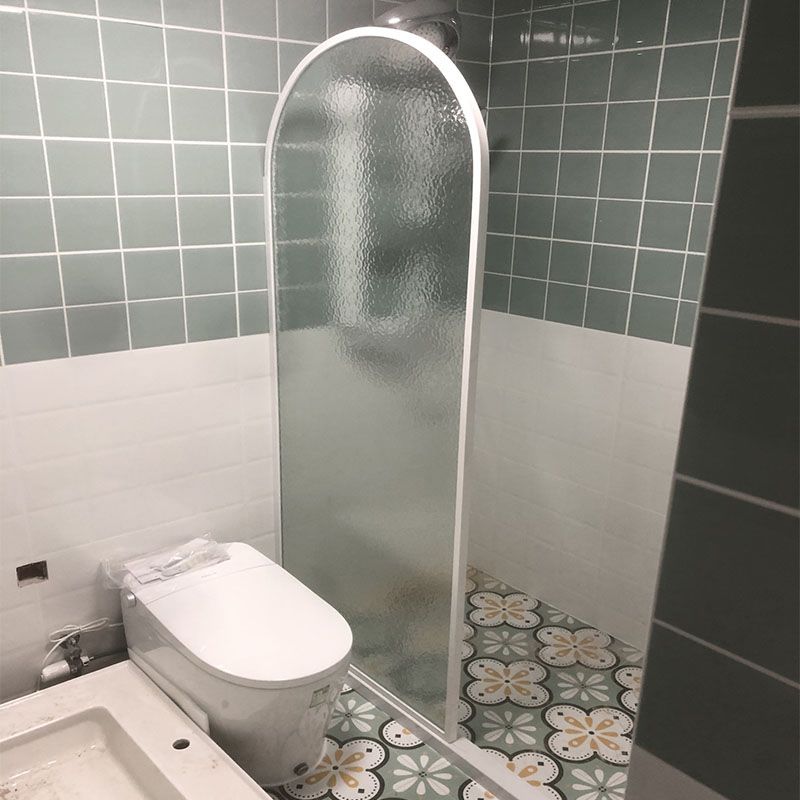 White Full Frame Single Fixed Panel, Half Partition Arched Waterproof Bathroom Screen