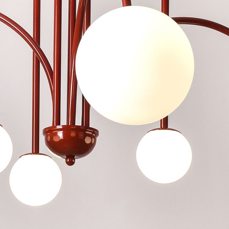 Moderne stijl bolvormige tint tak hangend licht glas multi -light kroonluchter