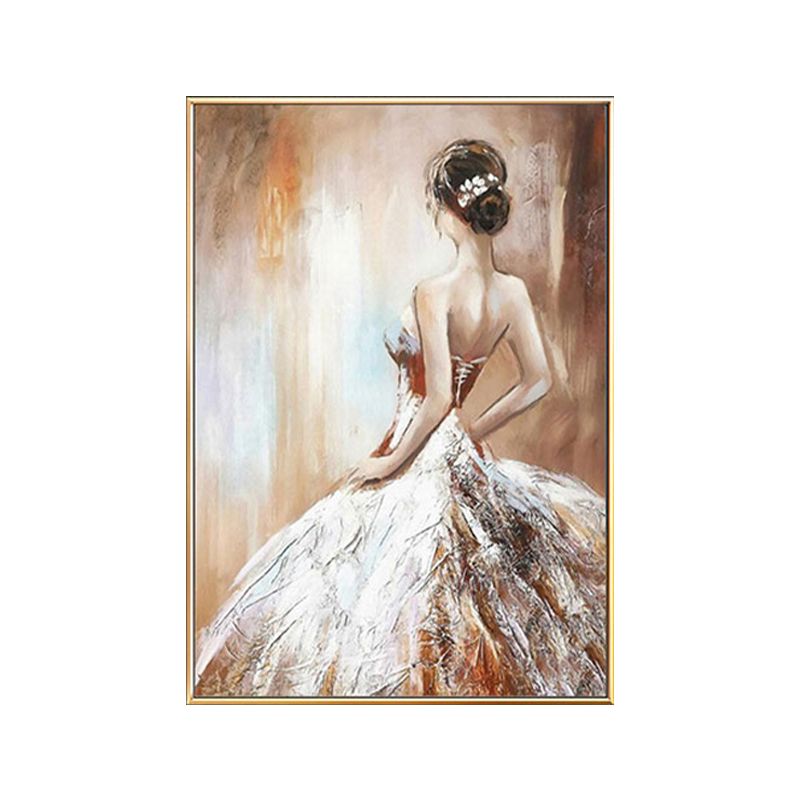 Dressing Maiden Back Scene Canvas Textured Glam Style for Girls Bedroom Wall Art Decor