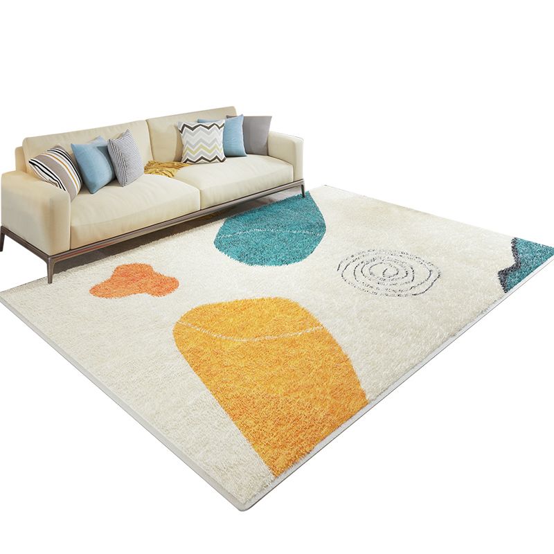 Apricot Tone Trendy Area Rug Polyester Abstract Print Rug Stain Resistant Indoor Rug for Living Room