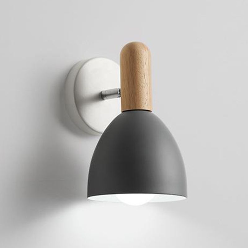 Nordic Style Metal Wall Light Bell Shape Adjustable Wall Lamp for Bedroom