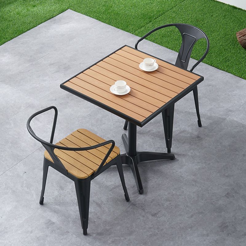 Industrial Metal Stacking Dining Armchair Water Resistant Patio Arm Chair