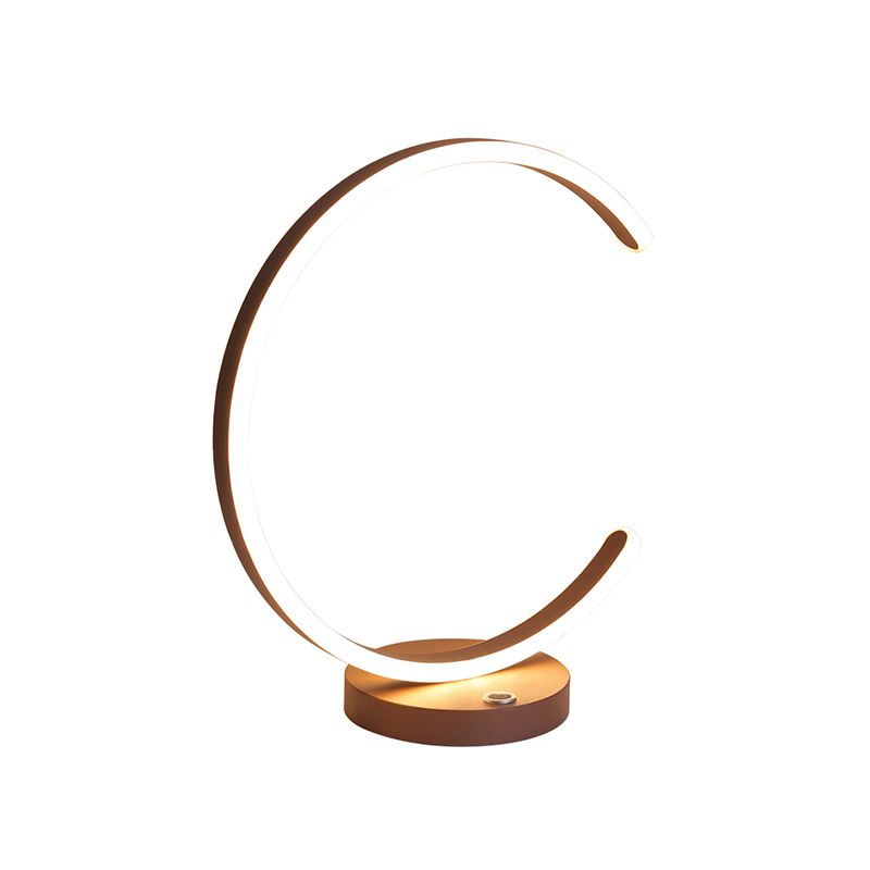 Lighting Cince Comobilismo a forma di comodino semplicità in metallo lampada da scrivania a LED in caffè, luce calda/bianca