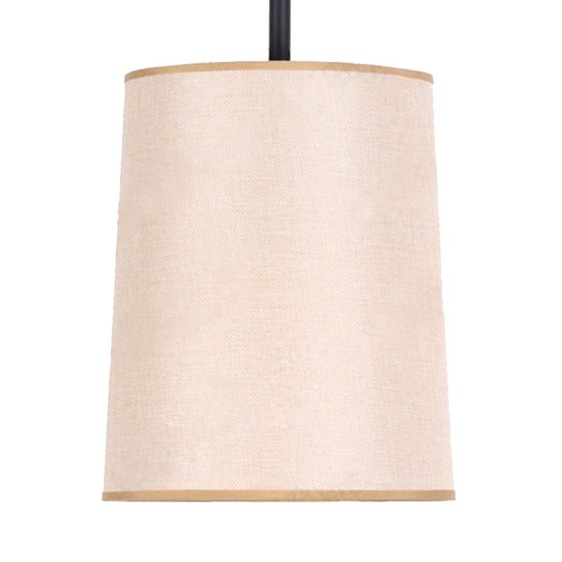 LED Cylinder Ceiling Pendant Light Classic White Fabric Hanging Lamp for Bedroom