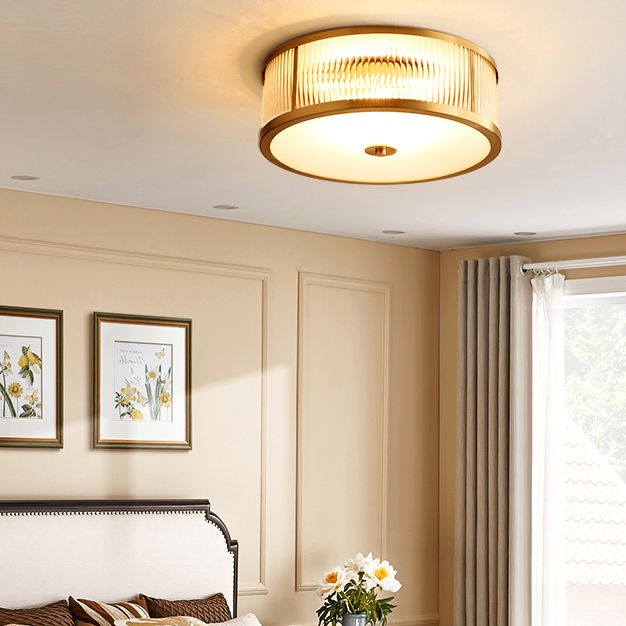 Forme ronde Couloir Aisle Ceiling Mount Light American Country Style Cuivre Flush Mount Light