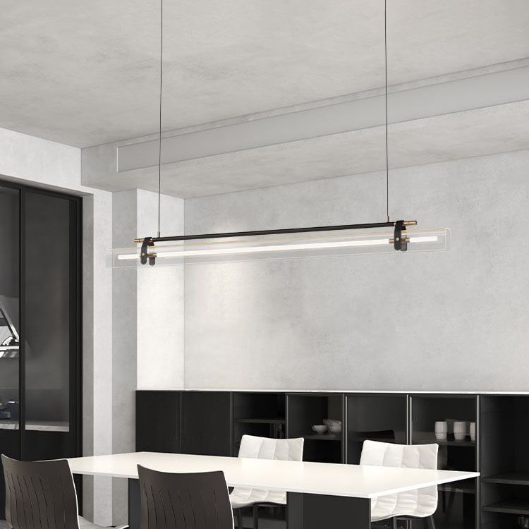 Minimalism Hanging Light Leather LED Island Light Fixture for Dining Room