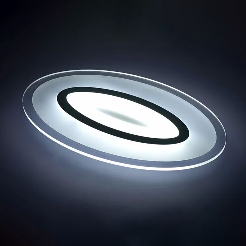 White Oval LED Flush Mount Fixture Minimalist Acrylic LED Flush Mount Lighting for Living Room