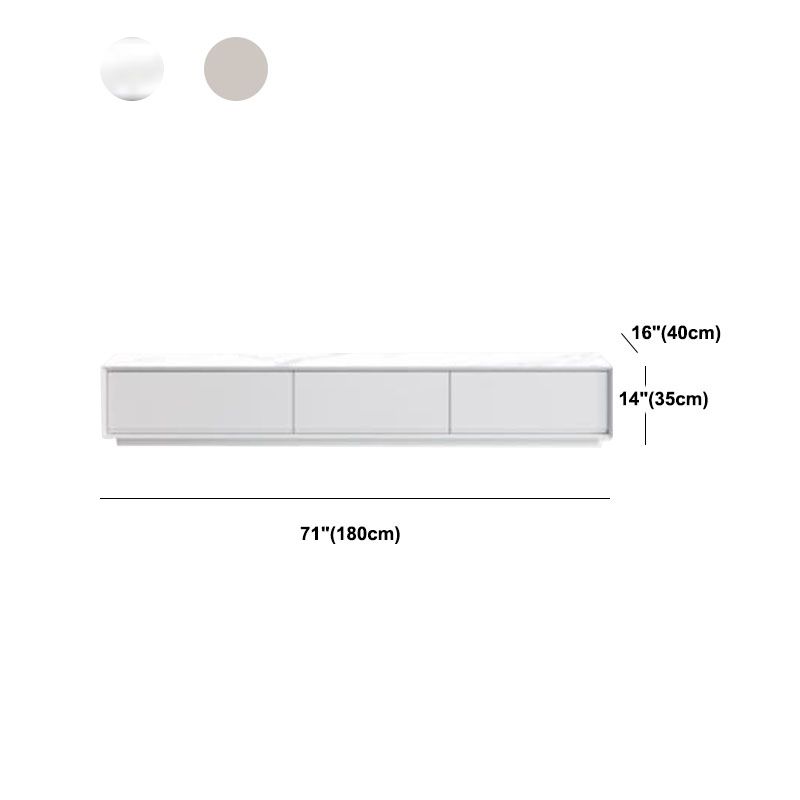 Modern Style White TV Stand, Stone/ Wood TV Console with Drawers