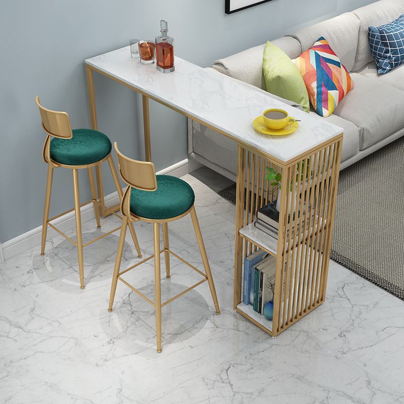 Nordic Glam 1/3 Pieces Bar Table Set Rectangle Marble Counter Table for Kitchen