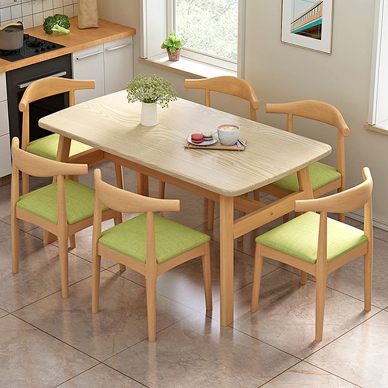 Rectangular Natural Oak Dining Table Wooden Tabletop with Metal Legs