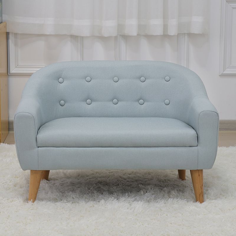Contemporary Cotton Blend Tufted Split-Back Settee Couch for Children