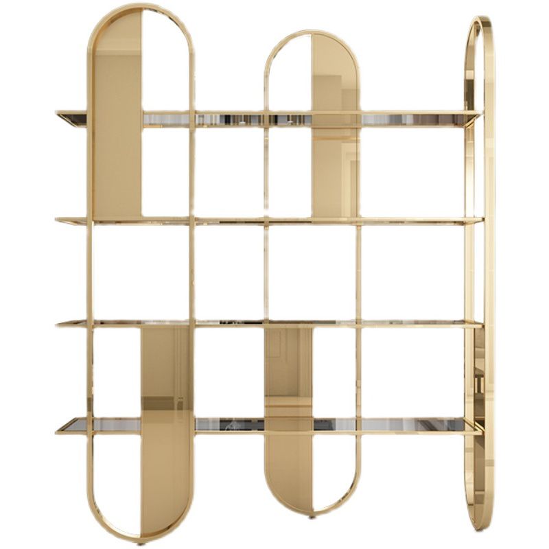 Geometric Modern Style Bookcase Metal Open Back Bookshelf for Home Office