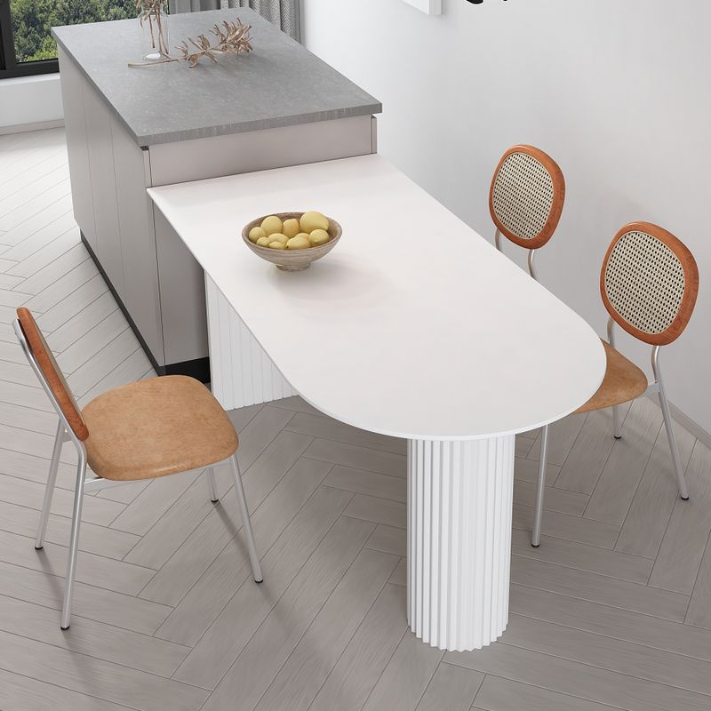 Irregular Shape White Table for Restaurant Modern Island Table with Double Pedestal