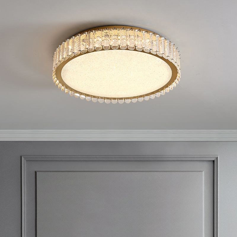 Gold Crystal Flush Mount Postmodern Circle Ceiling Light Fixture for Bedroom