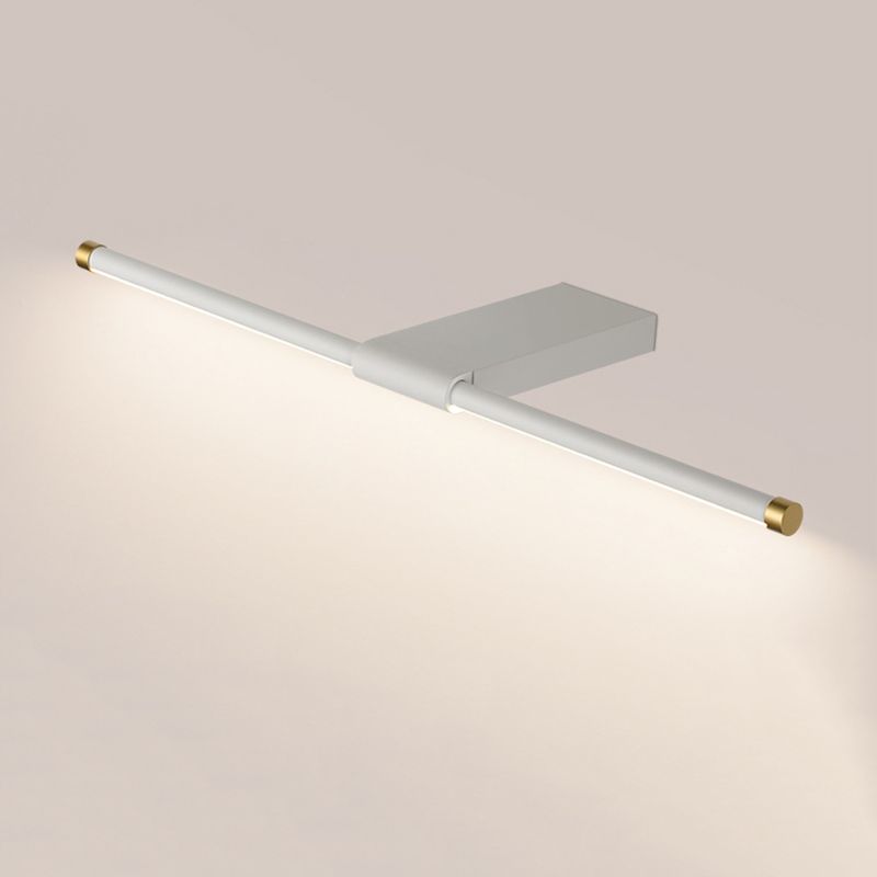 Metal linear Shade Mirror Wall Lights Modern 1 Head Wall Mount Fixture in White and Black