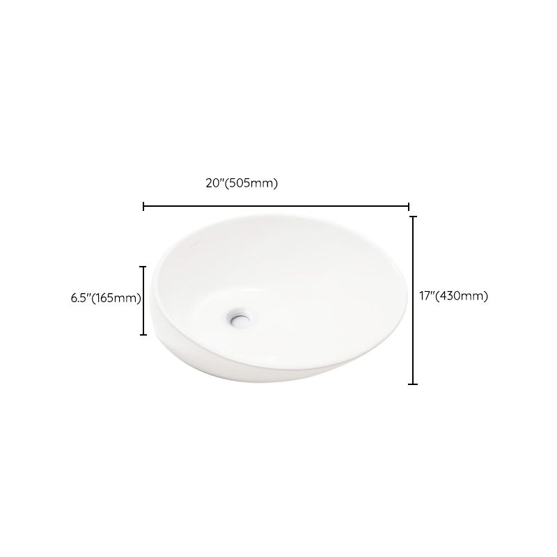 Modern Vessel Bathroom Sink Porcelain Oval with Faucet Vessel Sink