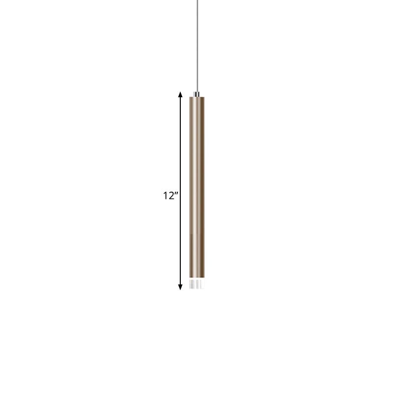 Flötendecke Anhänger Licht Modernes Metall 1 Kopf Gold LED -Anhänger Licht für Stangenzähler in warmem/weißem Licht, 12 "/19.5"/23,5 "Höhe