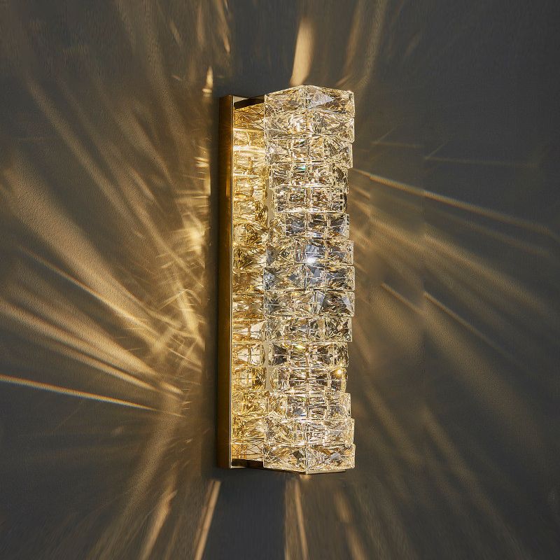 Luz de pared geométrica moderna Luz de acero inoxidable aplastante con cristal para sala de estar