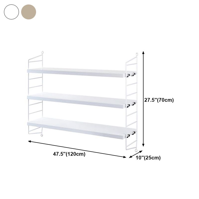 Modern Wall Mounted Bookcase with Solid Wood Rectangular Shelves