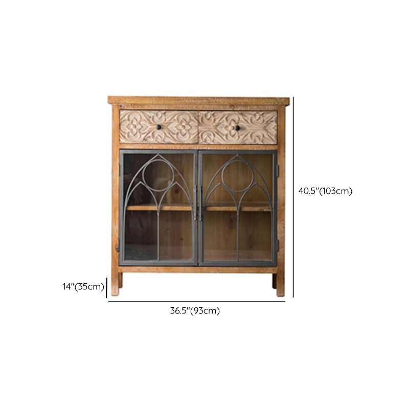 Wooden Traditional Curio Cabinet Glass Doors Display Stand with Drawers