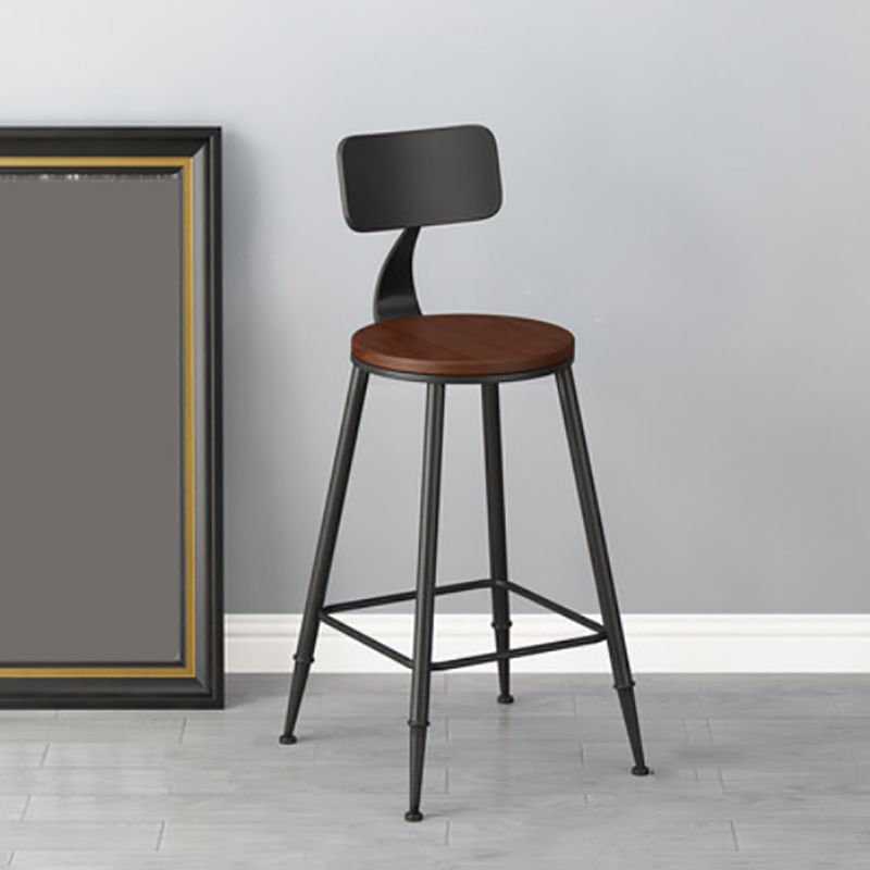 Modern Armless Backrest Counter Stool Iron Bar Stool with Seat and Pedal for Bar