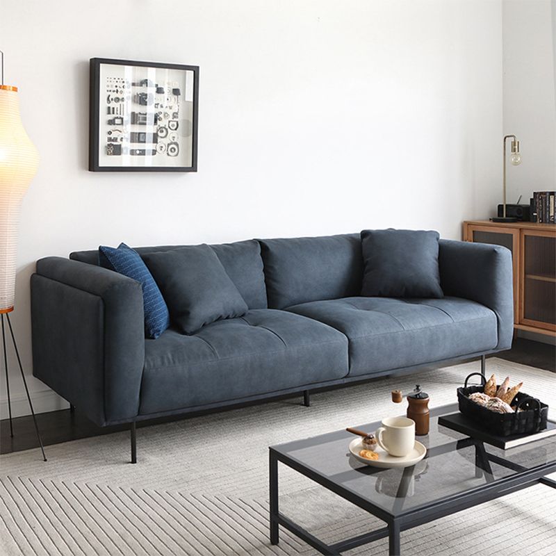 Modern Faux Leather Cushions Sofa Loose Back Tuxedo Arm Living Room Seating