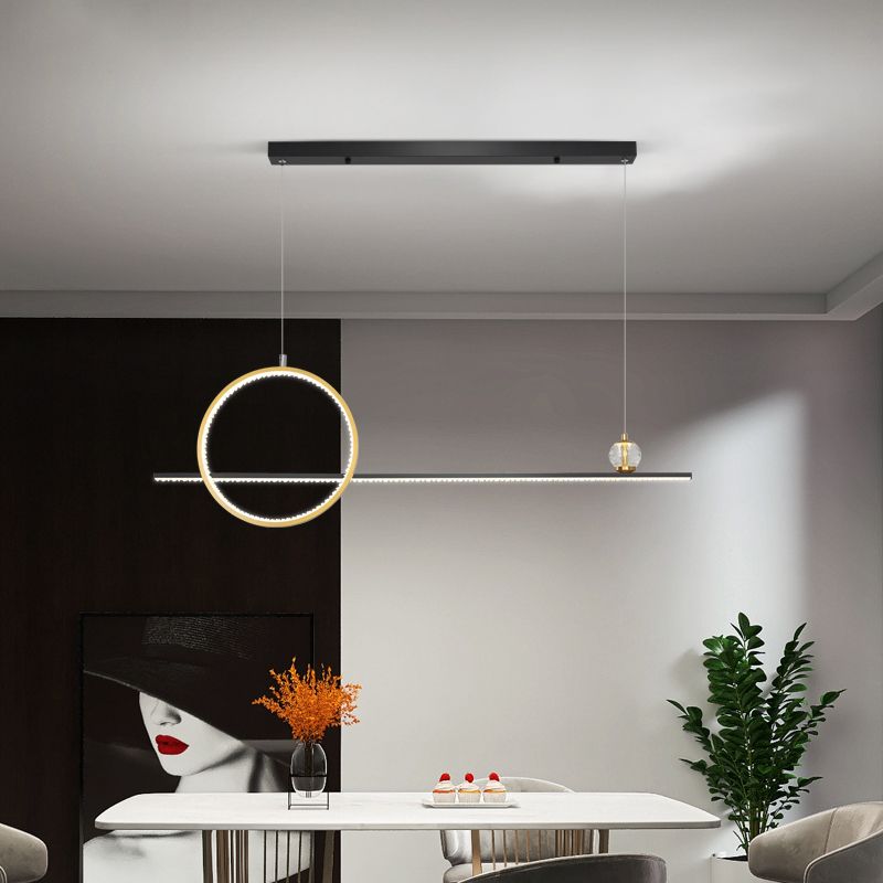 Modern Island Light Linear 2-Light Crystal Chandelier Lights for Dining Room