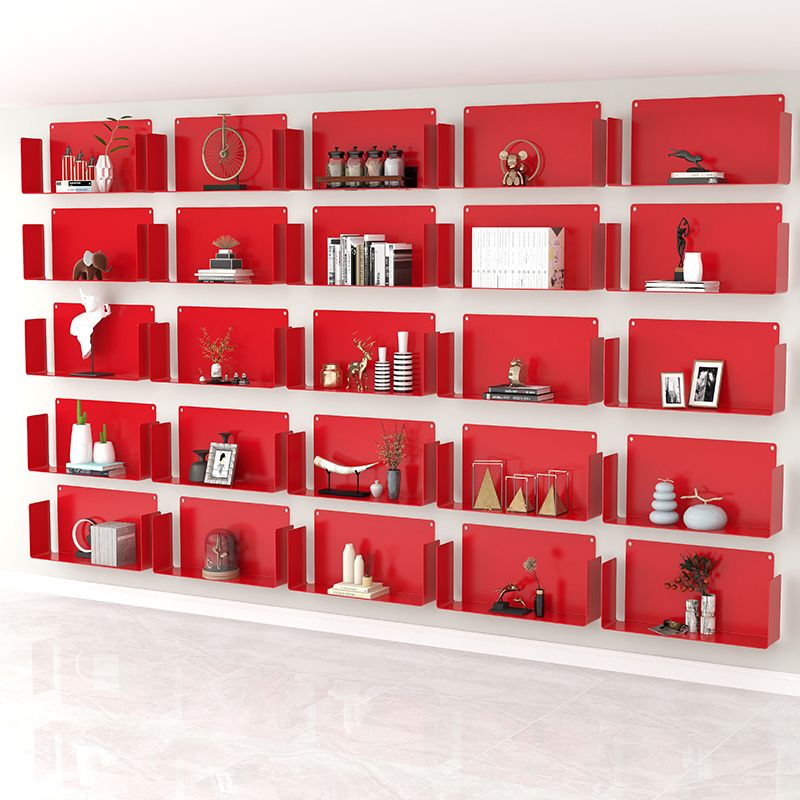 Metal Closed Back Bookshelf Contemporary Floating Bookcase with Shelves