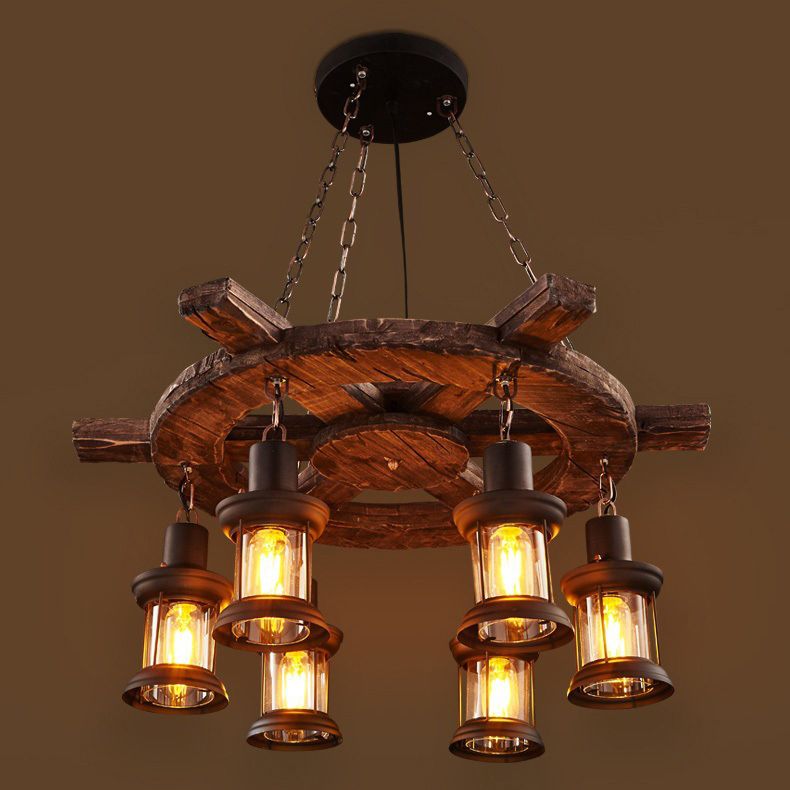 CHANDELIER LETRAGE RÉTRO RÉTRO RETRO 6-LIGHTES VINTAGE NUTICAL KEROSEN LAMP DESIG