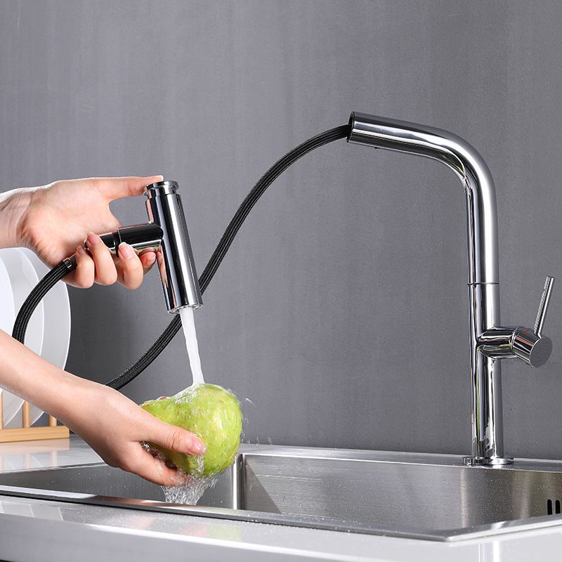 Modern Pull Down Single Handle Kitchen Faucet 1 Hold Faucet with Pull Out Sprayer