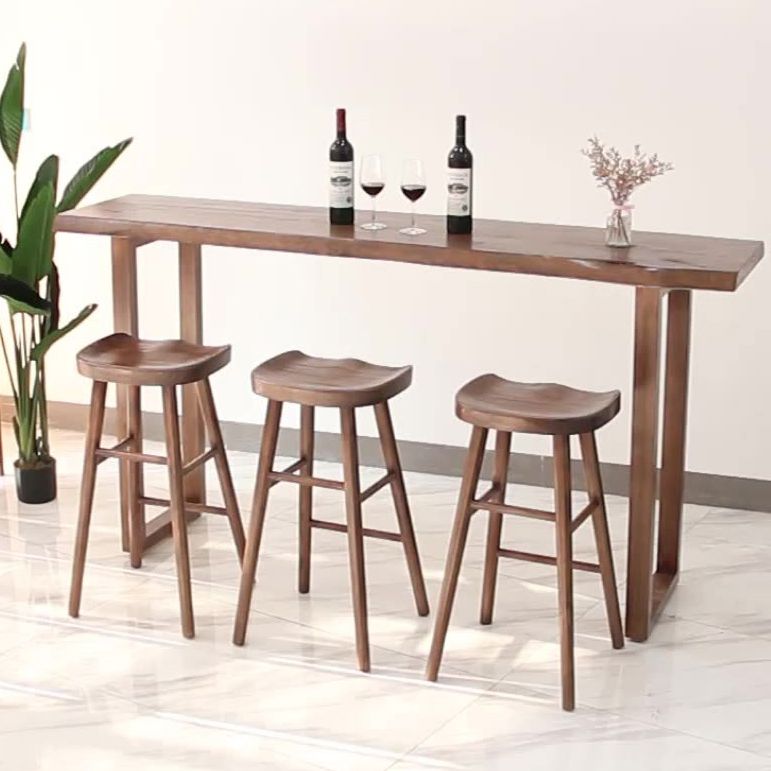 Rectangle Bar Table Set 1/2/4/5 Pcs Solid Wood Counter Height Dining Bar Table and Stools