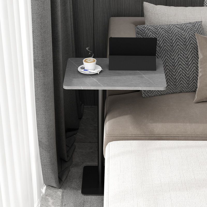 Modernistic Slate Top Side Table Rectangular Metal C Side Table