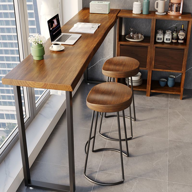 Industrial Indoor Bar Dining Table Rectangle Solid Wood Bar Table