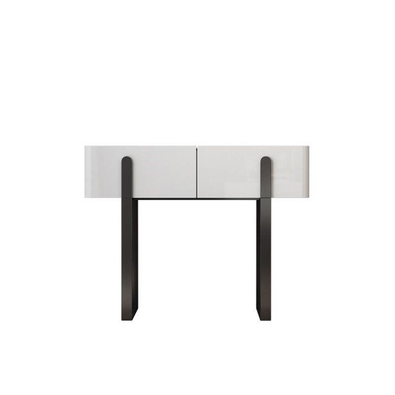 Contemporary Stone Top Vanity Desk 2-Drawer Dressing Table with Stool