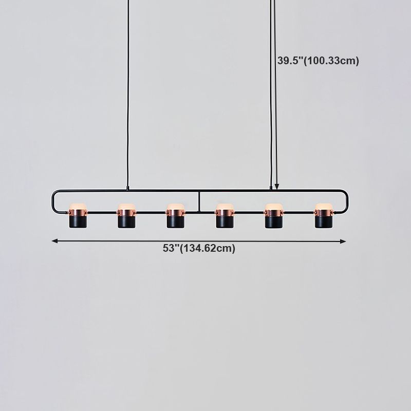 6 Light Cylinder Island Lighting Fixtures Contemporary Metal Island Lighting Ideas in Black