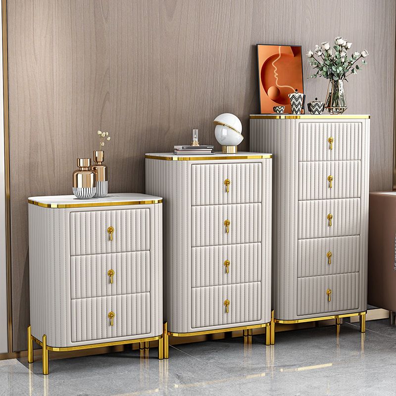 Classic Glam Vertical Lingerie Chest Stone Storage Chest with Drawers for Bedroom