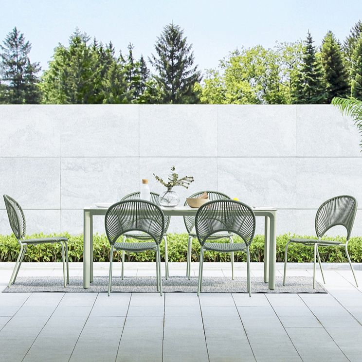 Modern 1/2/3/5/7 Pieces Metal Dining Set Glass Dining Table Set for Outdoor