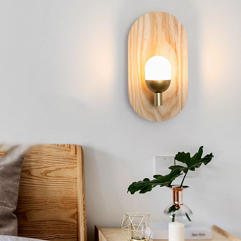 Contemporary Wood Wall Light 1 Light Flush Mount Lighting for Hallway