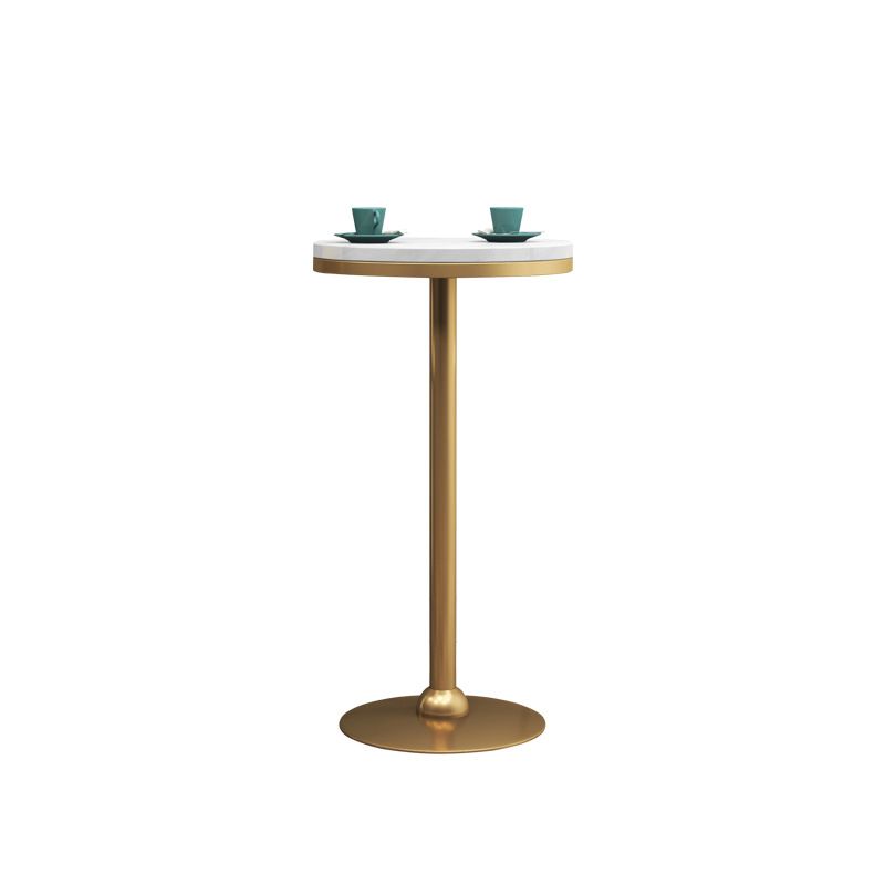 Gold Base Bar Table White Stone Fixed Pub Height Dining Table