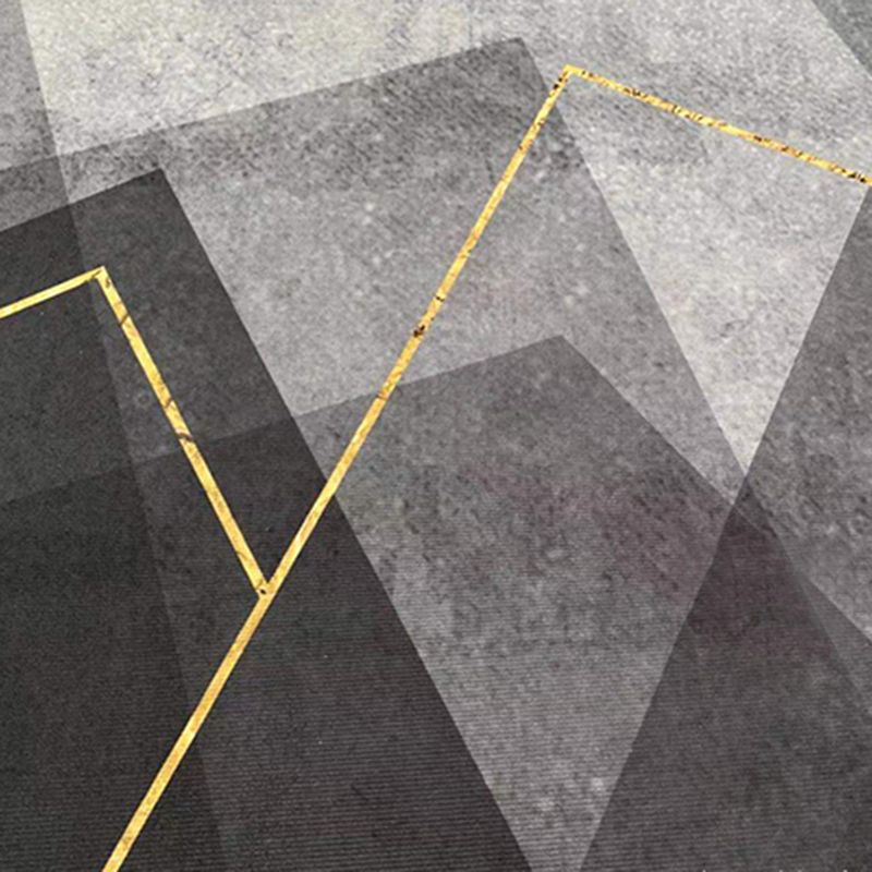 Grey Tone Modern Area Carpet Polyester Geometric Splicing Indoor Rug Anti-Slip Backing Carpet for Living Room