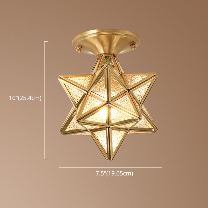 Lámpara de techo de metal vintage con montaje semi empotrado en forma de estrella para pasillo