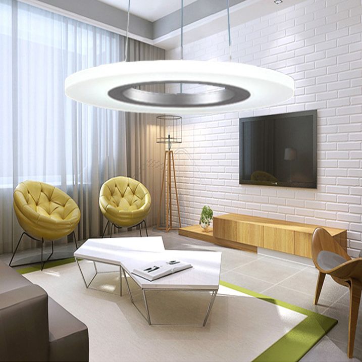 Luz de suspensión LED de estilo colgante de colgante circular de plata