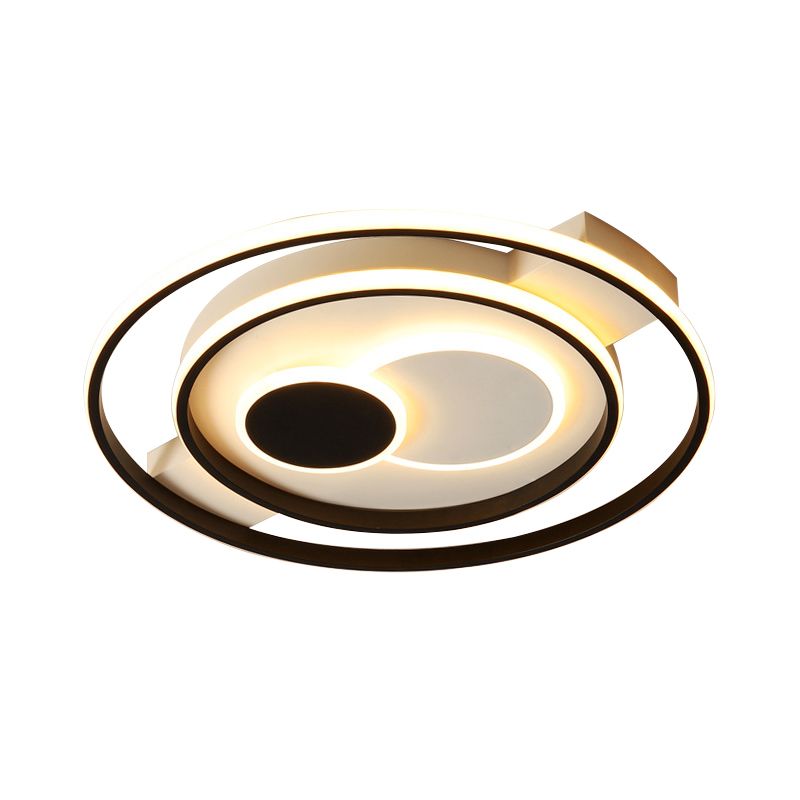 Modern LED Flush Mount Lamp Black Circular Ceiling Lighting with Acrylic Shade in Warm/White Light, 16.5/20.5 Inch Dia