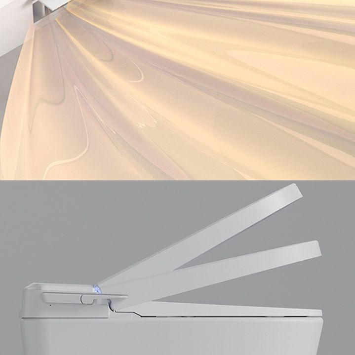 Elongated Contemporary Smart Toilet White Ceramic Foot Sensor