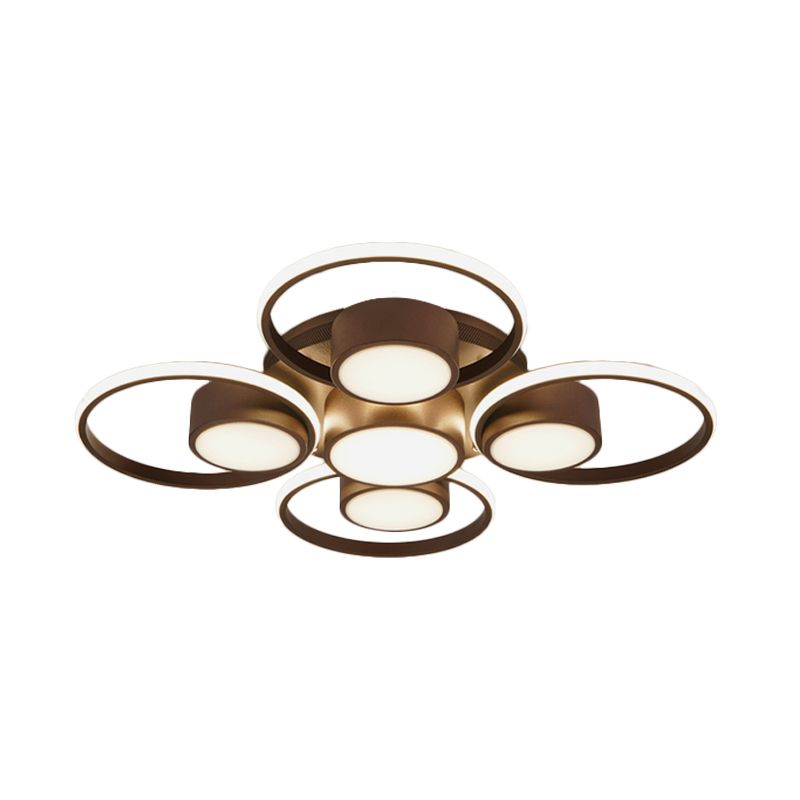 Modernism 2/4/6 Lights LED Ceiling Flush Mount Light with Acrylic Shade Brown Round Ceiling Light Fixture in Warm/White Light