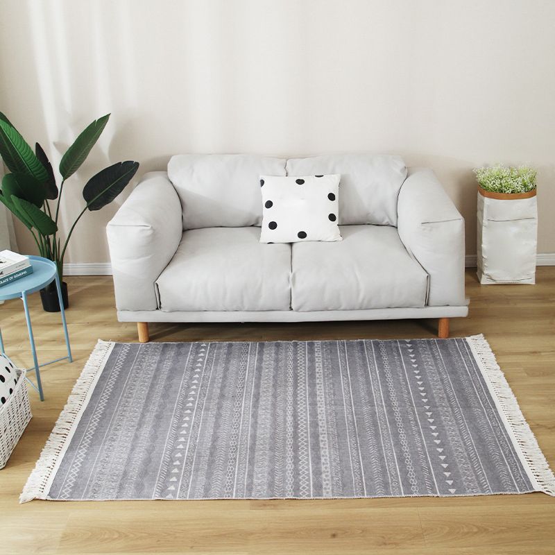 Stijlvolle boho chic tapijt multicolor geometrisch vloerkleed machine wassen tassel-getrimde tapijt voor huis