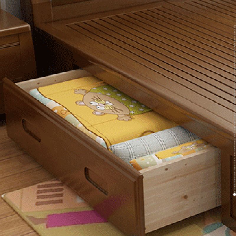 84.65 inch Wide Traditional Bed Frame Rubberwood Standard Bed with Headboard